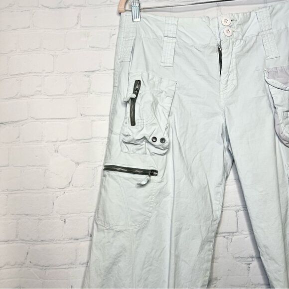 NEW Pete & Greta two toned blue wide leg cargo utility pants size 8 - Picture 4 of 11